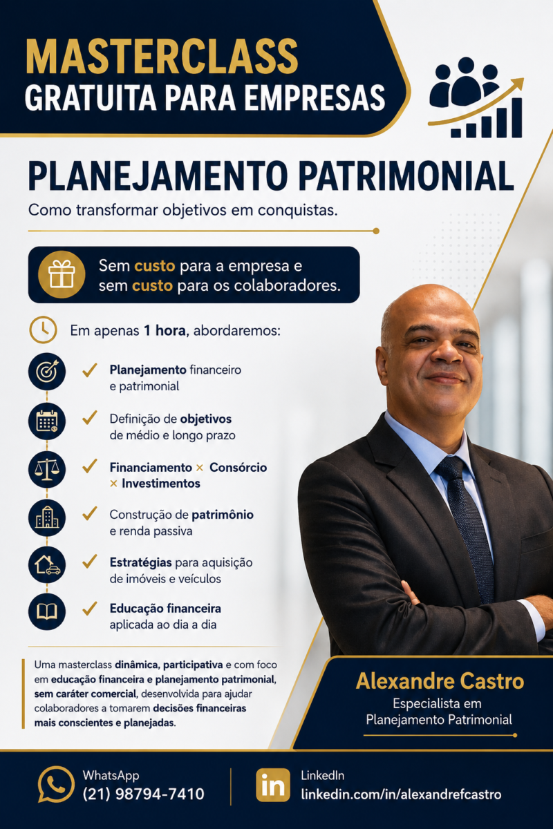 Masterclass Planejamento Patrimonial -Entendendo as opções de mercado para alcançar os objetivos.