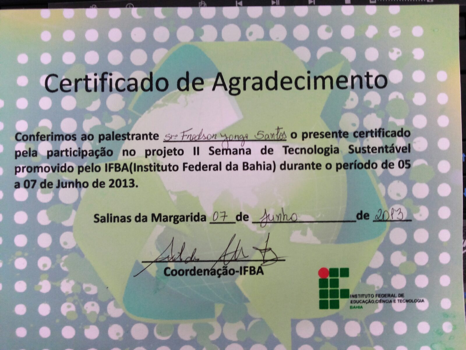 Palestra no IFBA em Salinas da Margarida | Tema Virtualização e suas vantagens